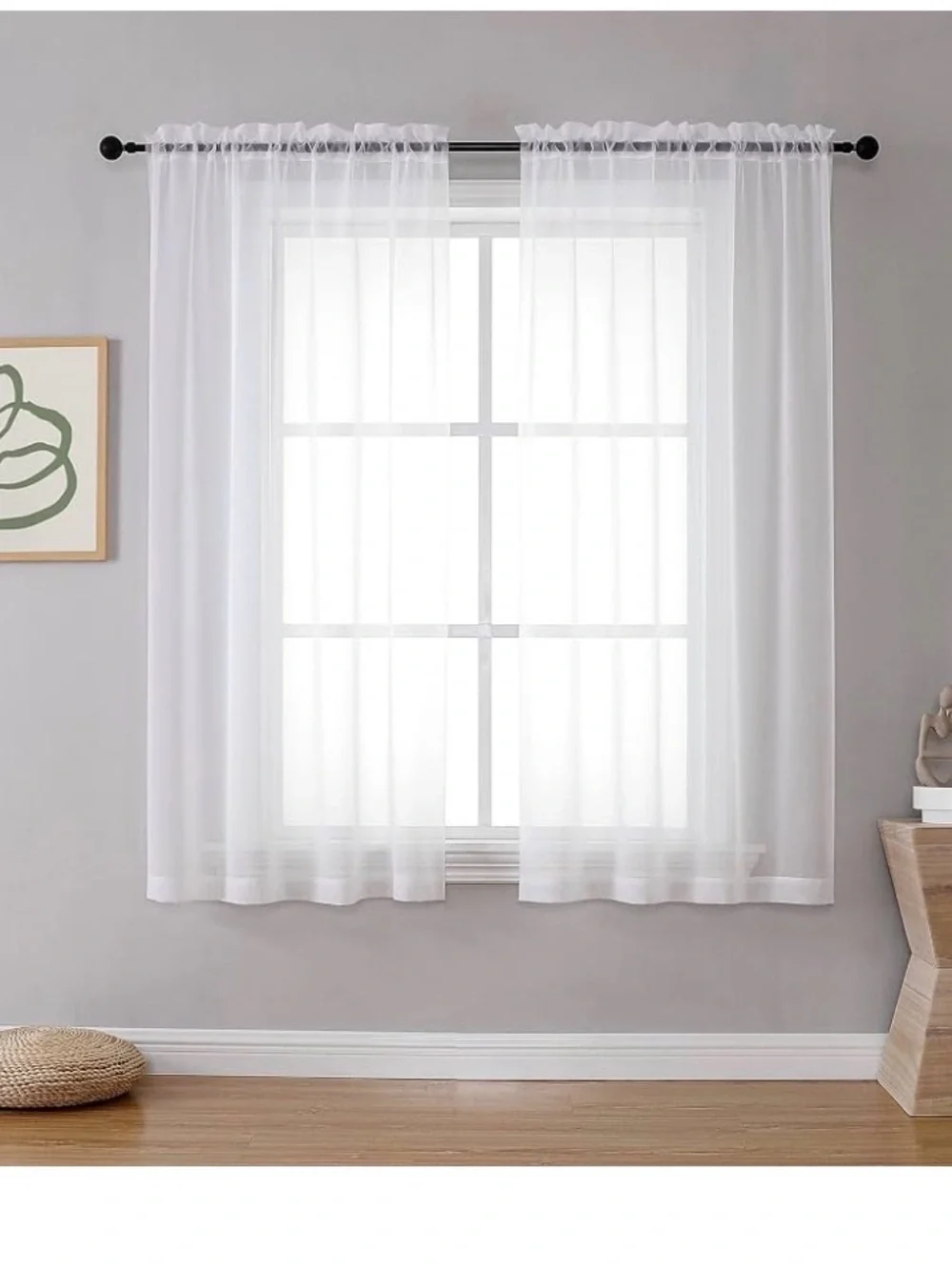 NEW WM OVZME Voile Curtains S2 White 42”Wx 84L”